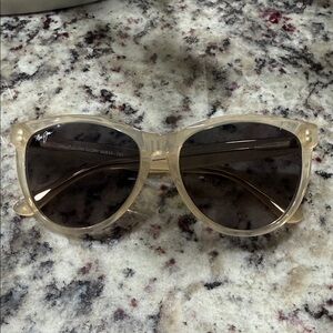 Maui Jim Clear Beige Transparent Frame Sunglasses with Dark Smoke Lenses